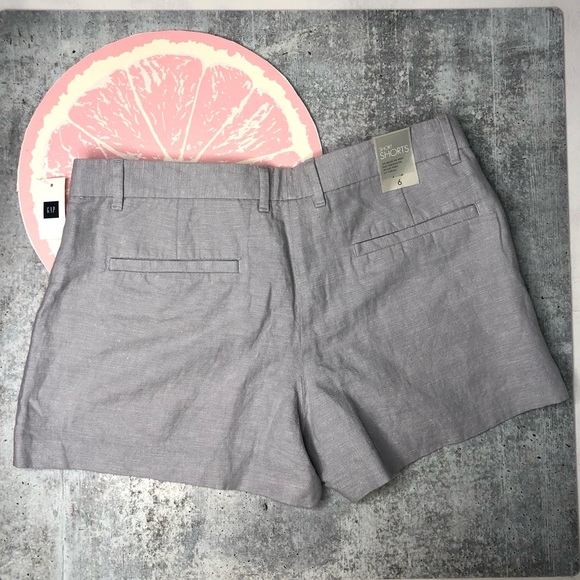 Gap 2 tone chambray blue linen cotton short shorts size 6 - Picture 2 of 5